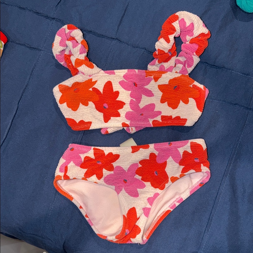 GB girls Pink and Red Floral Kids Bikini